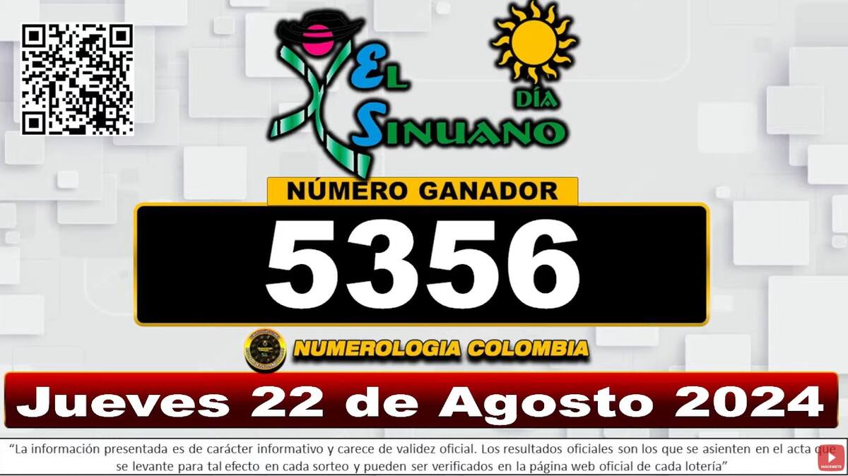Sorteo del Sinuano 22 de agosto de 2024.
