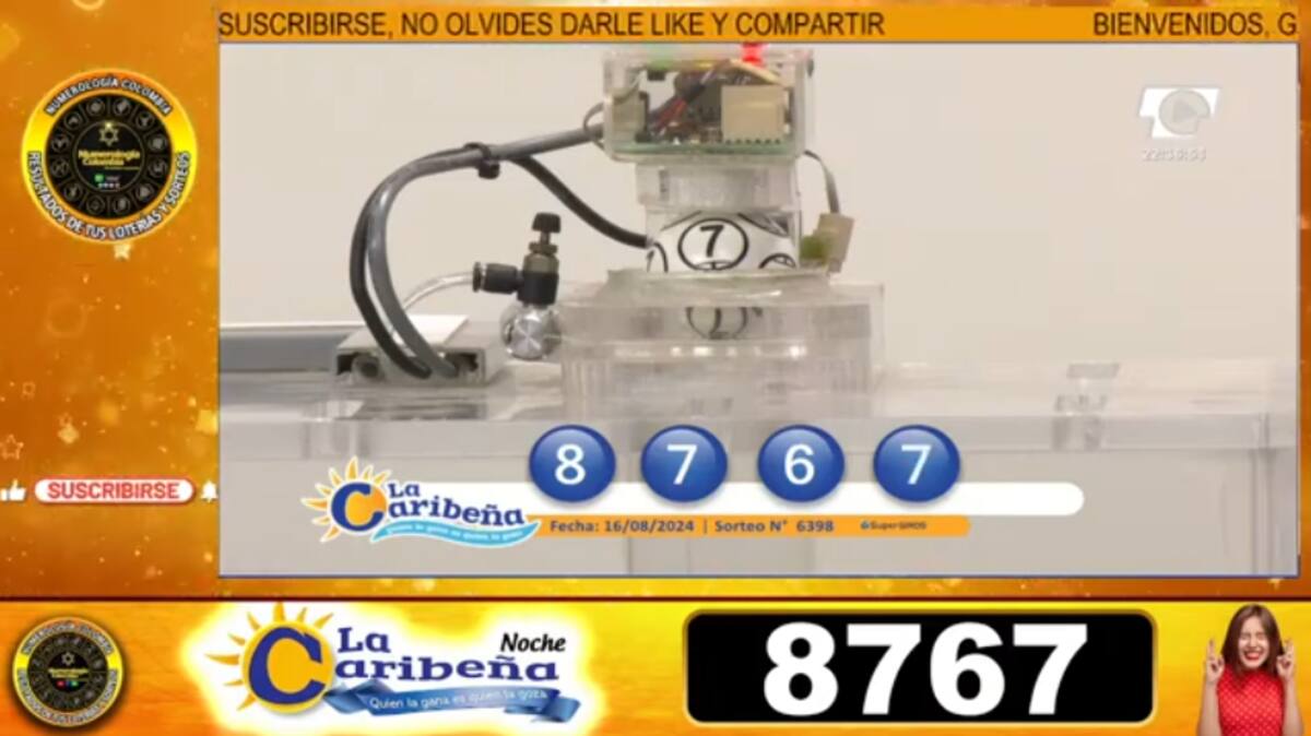 Imagen del sorteo La Caribeña Noche del viernes16 de agosto de 2024.