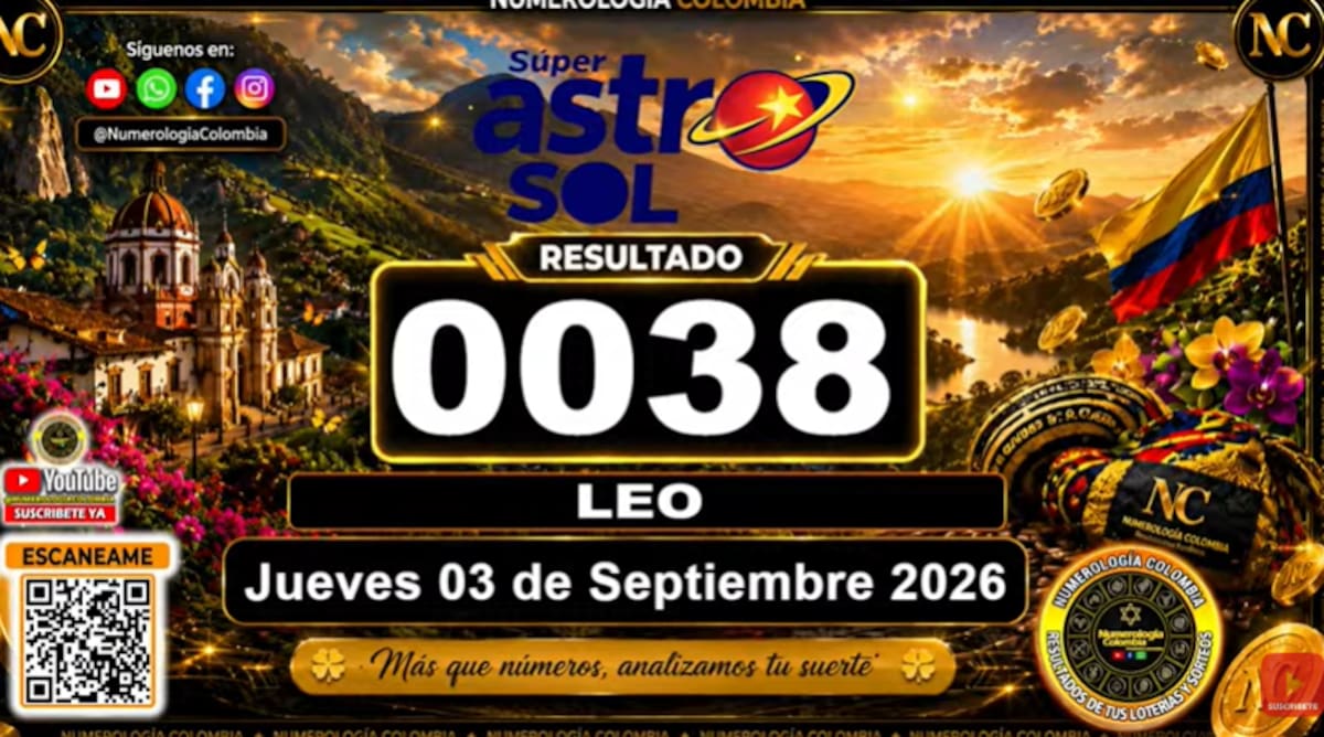 Super Astro Sol del 3 de septiembre de 2026. // Foto: captura de pantalla del canal de YouTube @NumerologíaColombia.