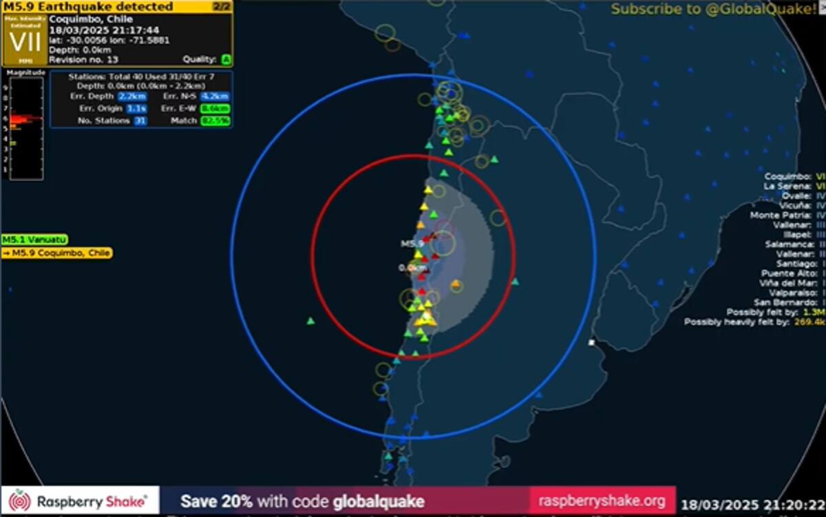 Temblor en Chile. // Foto: tomada de X