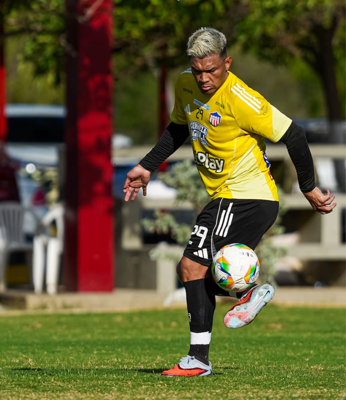 Teófilo Gutiérrez, delantero de Junior de Barranquilla, durante un entrenamiento previo al juego de este martes ante el Atlético Bucaramanga por la Liga BetPlay Dimayor.//Cortesía @JuniorClubSA.