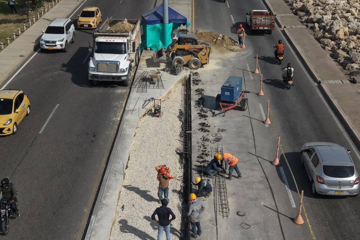 Avanza obra en tercer carril de la avenida Santander para mejorar acceso a Bocagrande