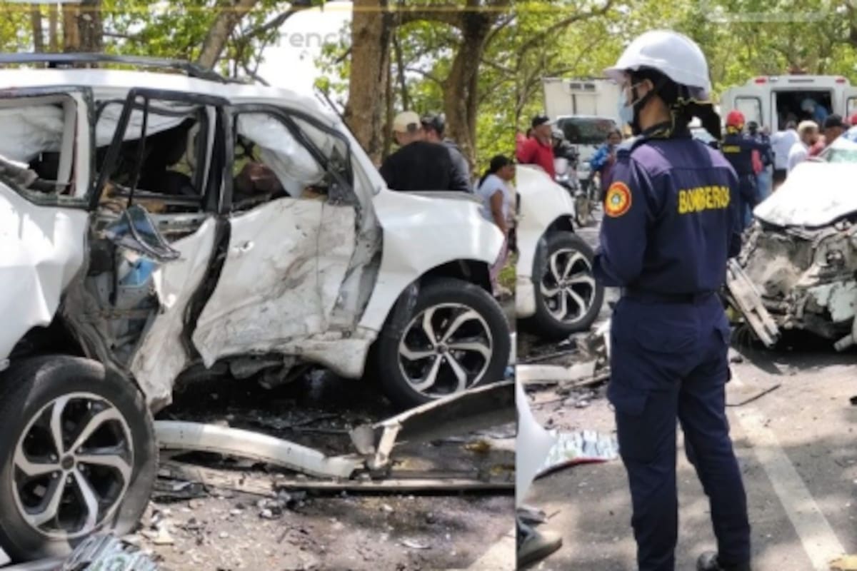Esposos que viajaban juntos fallecen en grave choque de camioneta y buseta