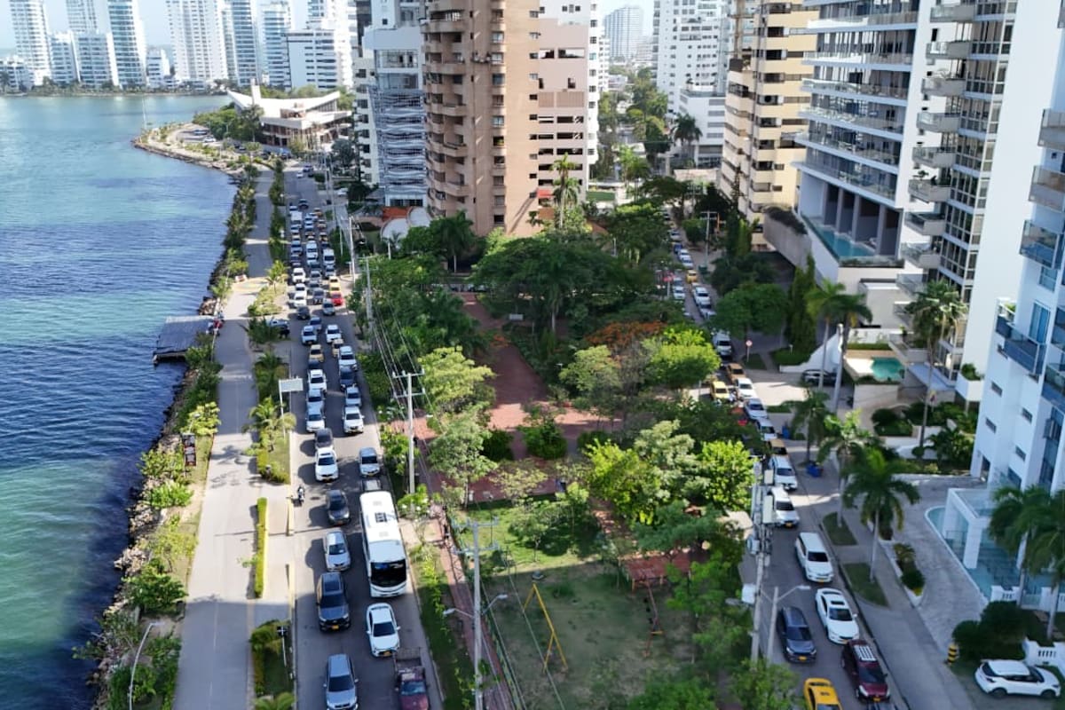 Reportan largos trancones en Bocagrande y Castillogrande por obras