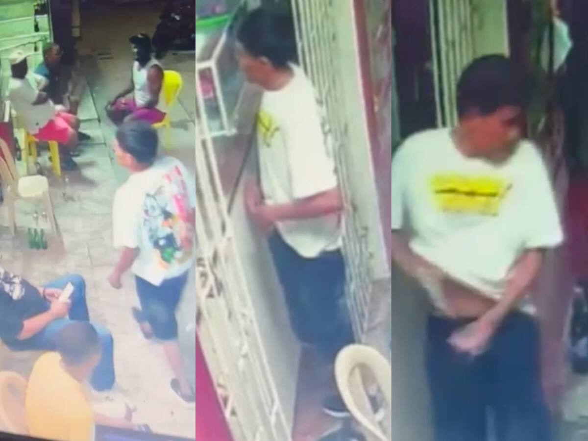 Imagen del sicario (i) que asesinó a tres hombres en el barrio Olaya Herrera, en la noche del viernes 7 de febrero de 2025.