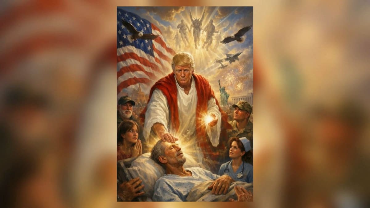 El presidente de Estados Unidos, Donald Trump, desata polémica tras publicar imagen como Jesucristo sanador. // Foto: EFE