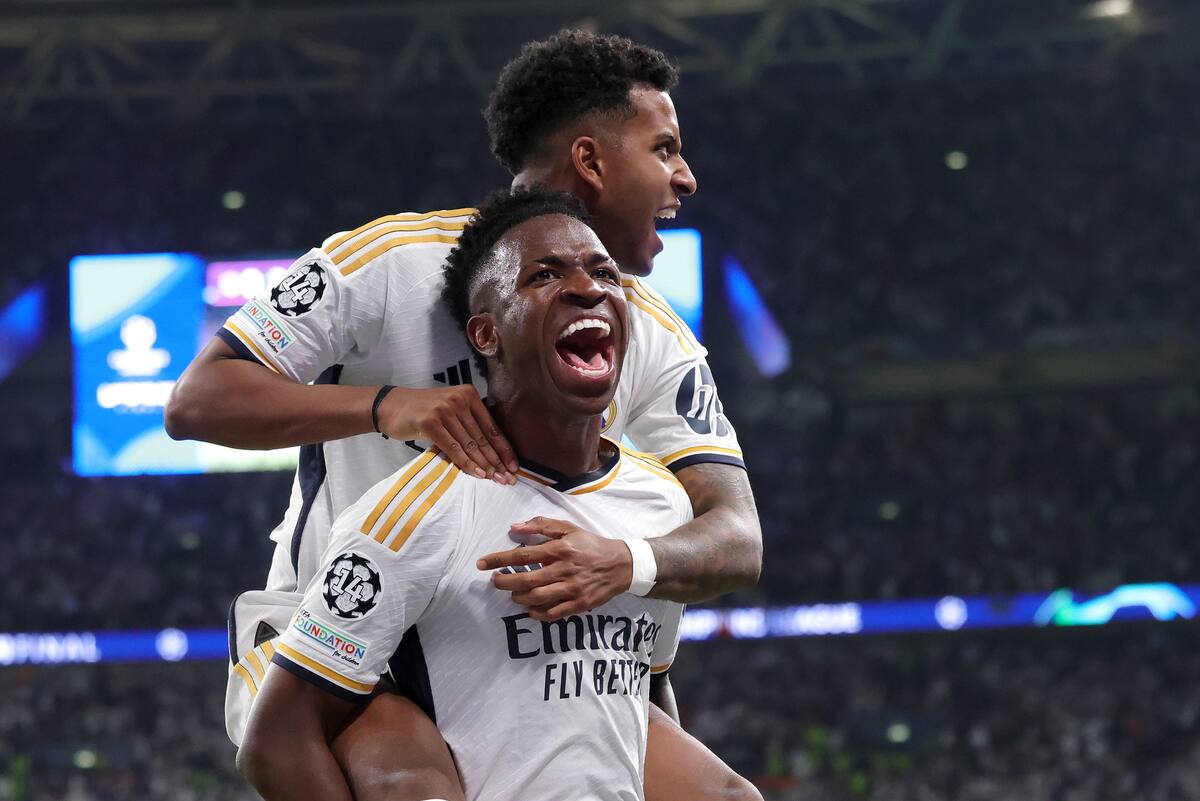 Vinicius Jr. celebra su gol en la final de la Champions League. // EFE