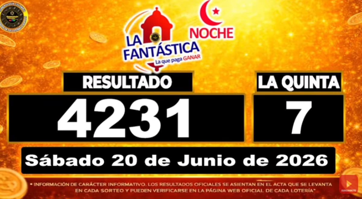 Últimos resultados del chance La Fantástica Noche. // Foto: captura de pantalla