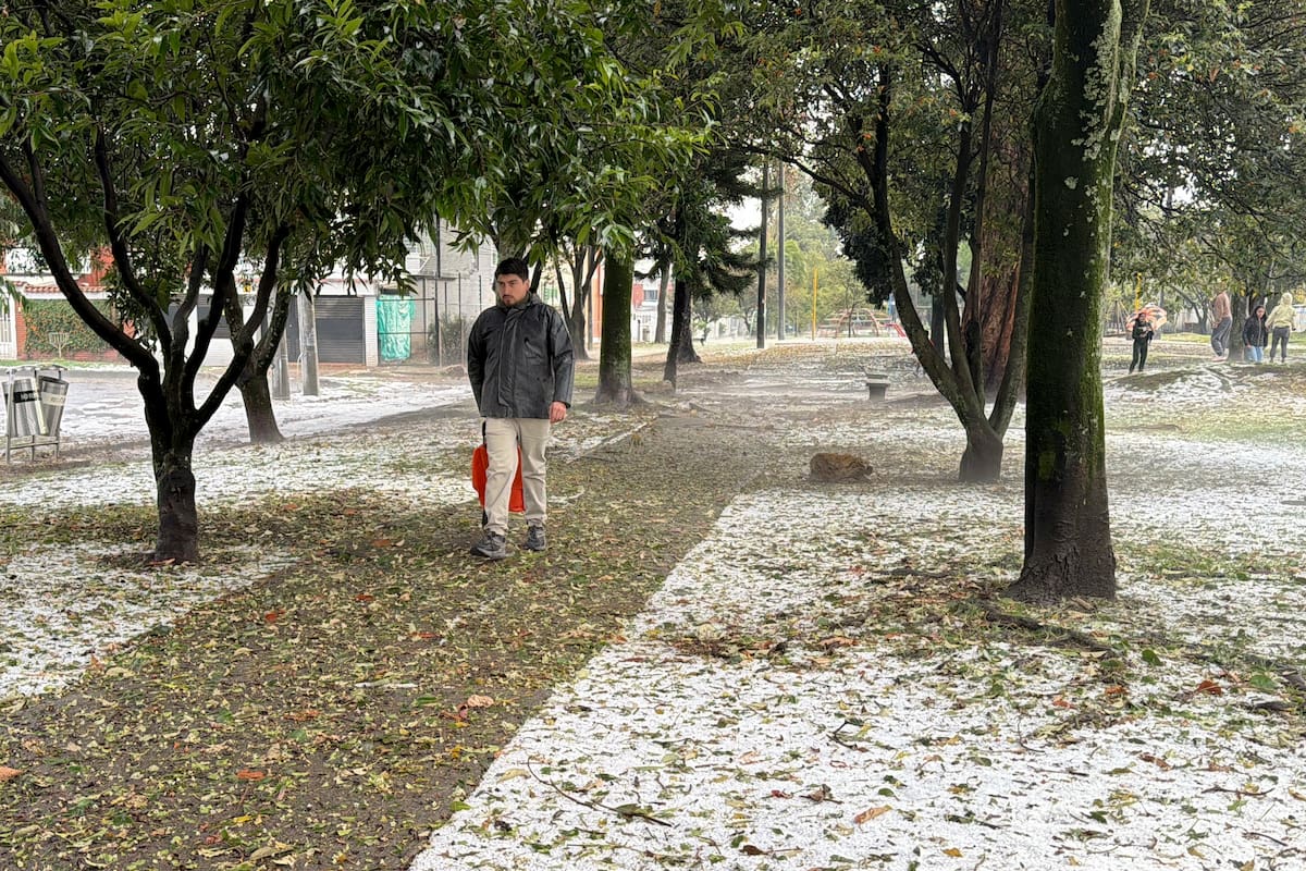 Una granizada viste de blanco la capital colombiana. // Foto: EFE/ Juan Diego López.
