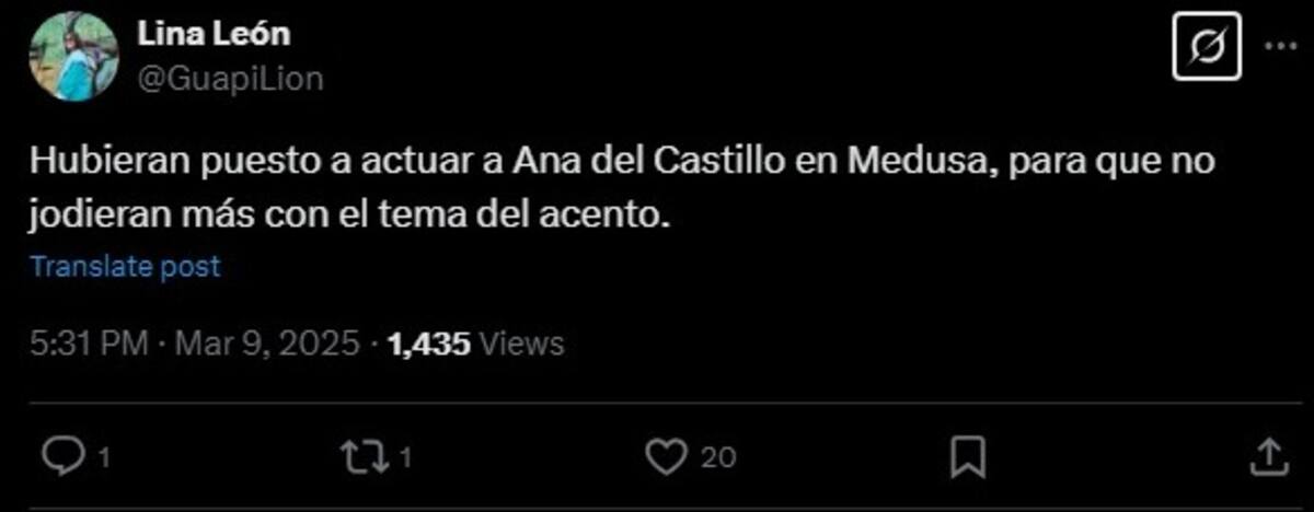Usuarios reaccionaron en redes sociales al acento de los actores en Medusa.