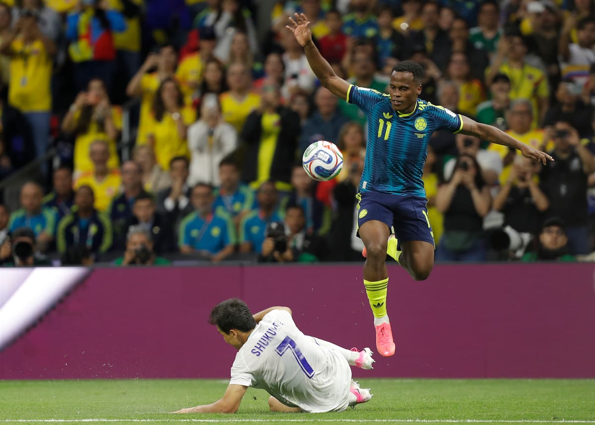 Jhon Arias fue otra de las figuras de Colombia en el debut ante Uzbekistán en el Mundial. //Foto, EFE: Isaac Esquivel