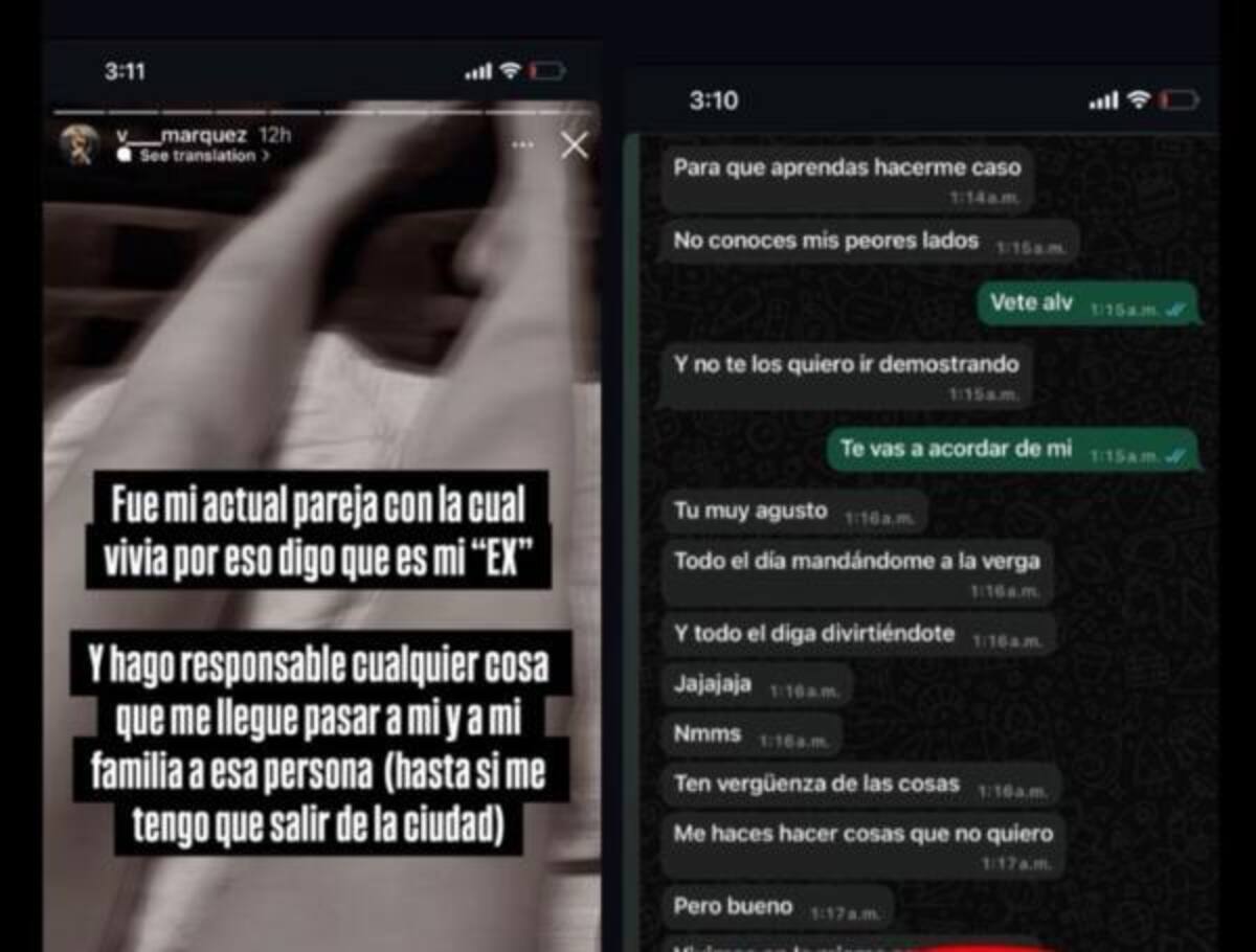 Capturas de pantalla entre Valeria Márquez, y su exnovio, antes de su asesinato. //Foto: IG @v__marquez.