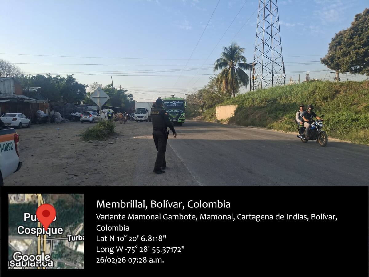 Abren paso en la variante Mamonal - Gambote tras protesta ciudadana. // Foto: Seccional de Tránsito y Transporte de Bolívar