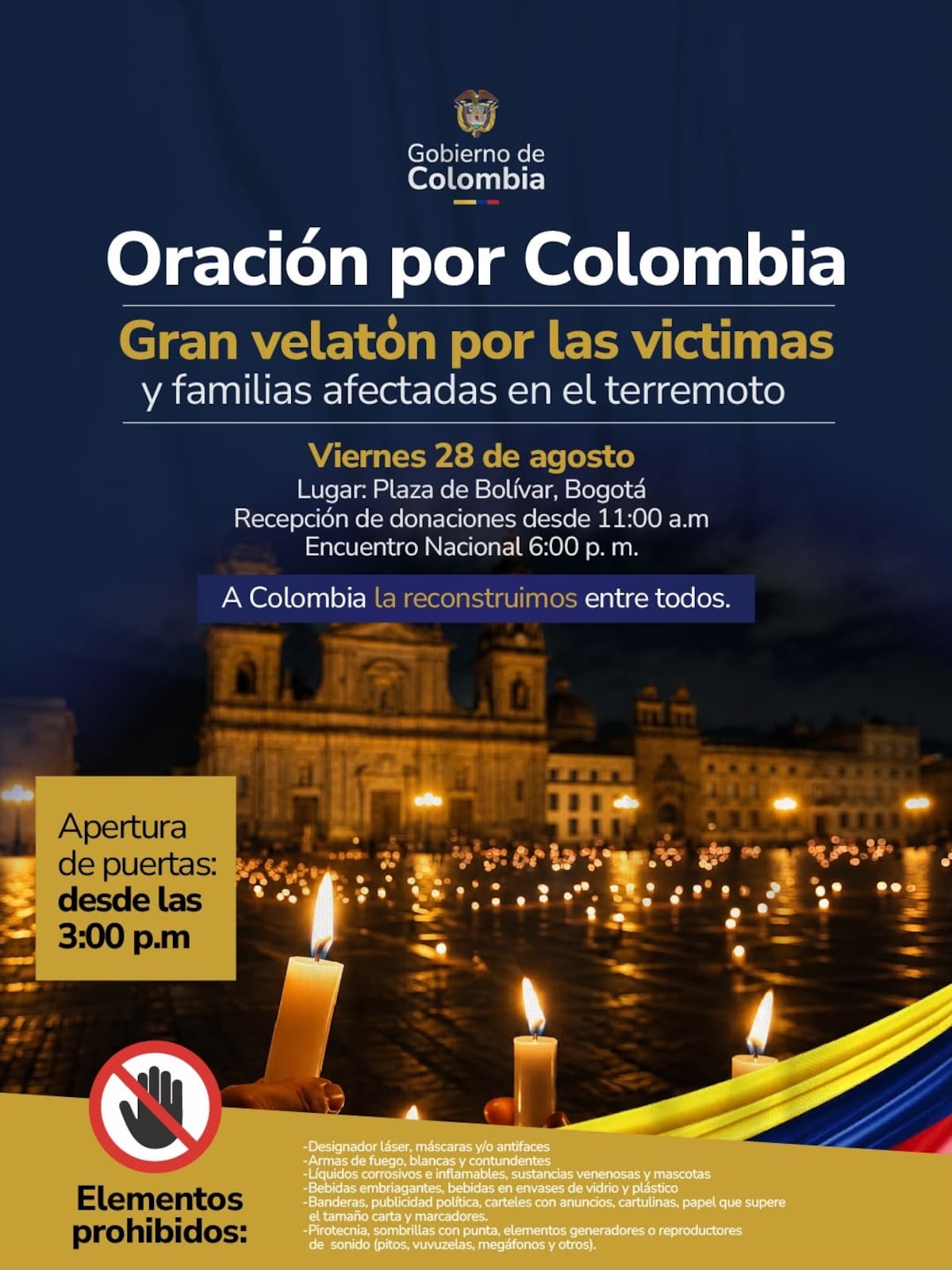 Velatón por las víctimas del terremoto. // Foto: captura de pantalla del canal de YouTube @NumerologíaColombia.