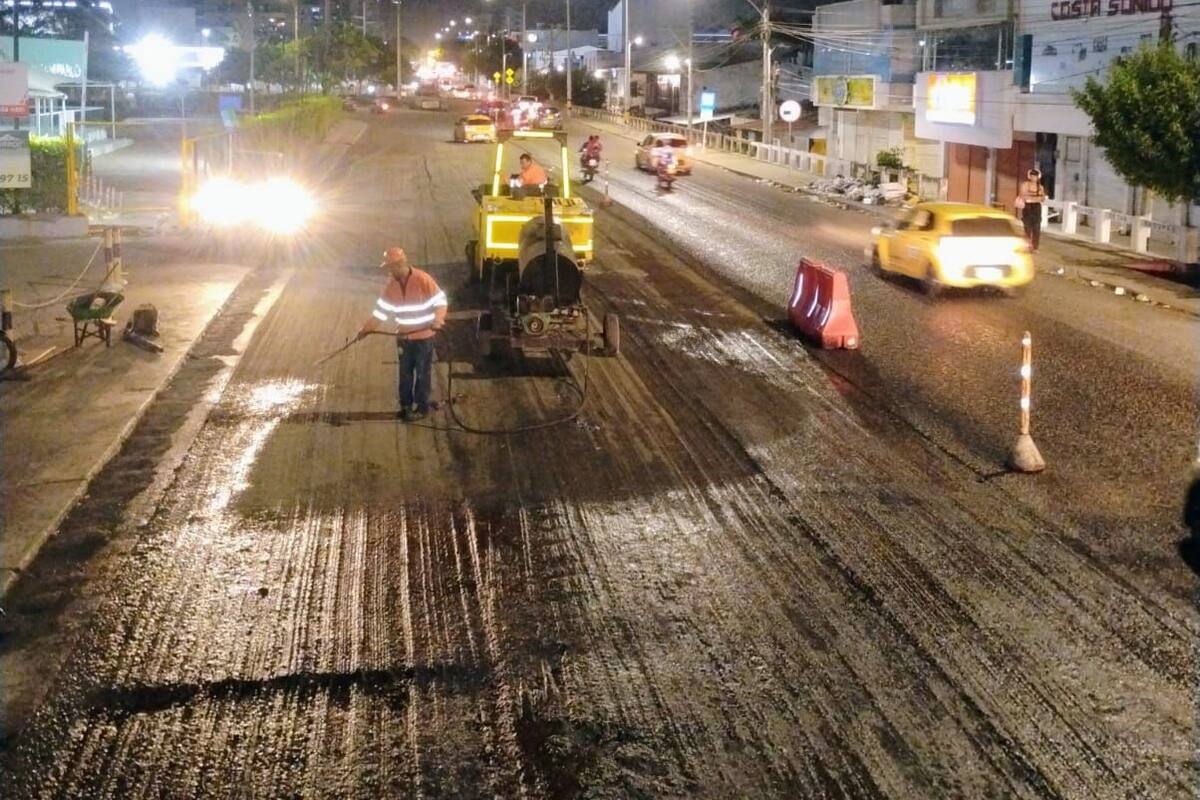 Vías para la Felicidad avanza con obras nocturnas en Cartagena