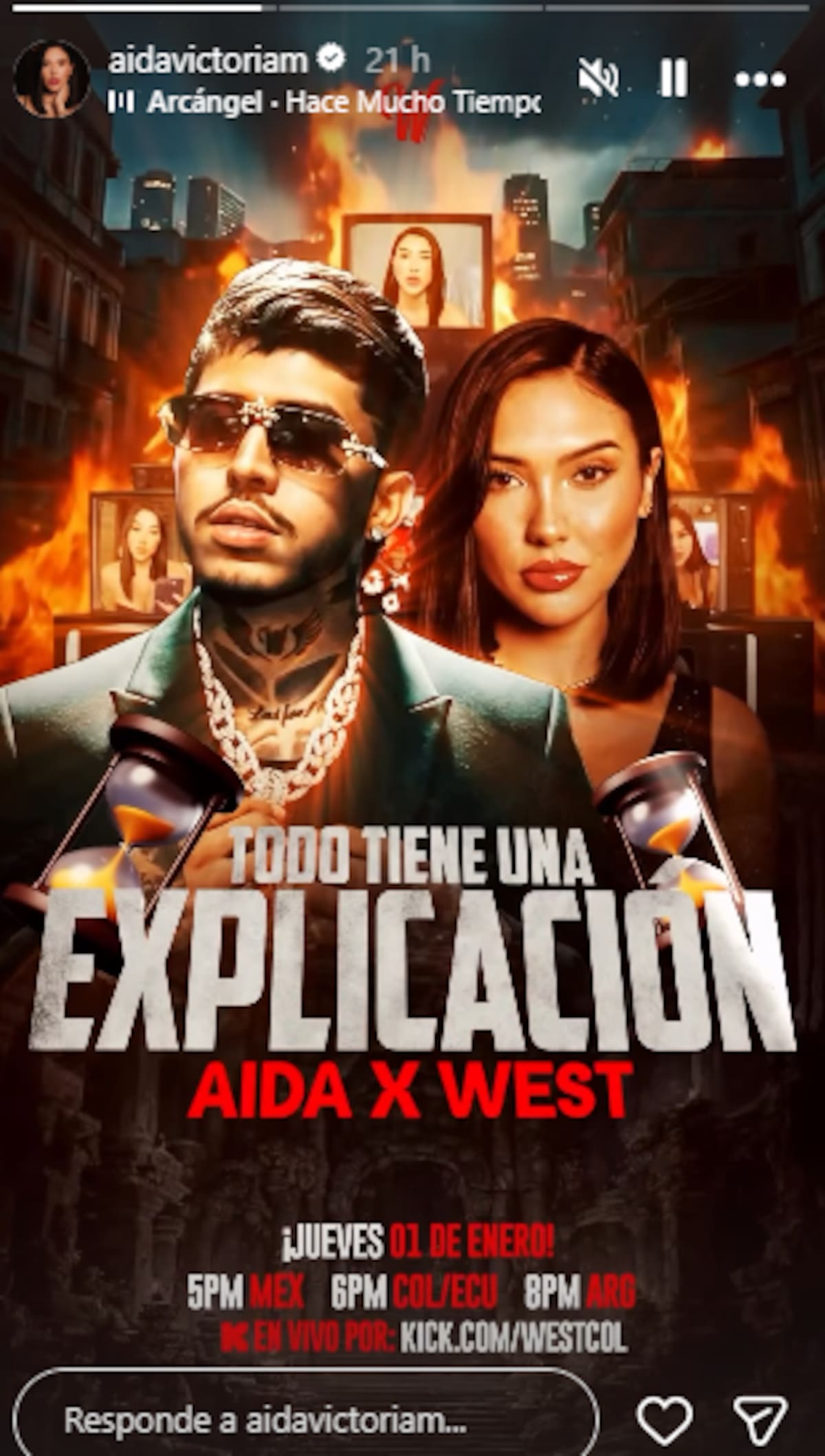 Westcol y Aída Victoria anuncian un reencuentro. //Foto: IG @aidavictoriam.