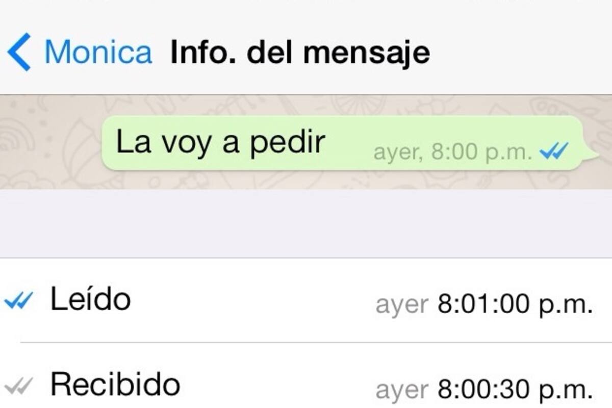 Whatsapp también le dice hasta la hora en que fue leído el mensaje