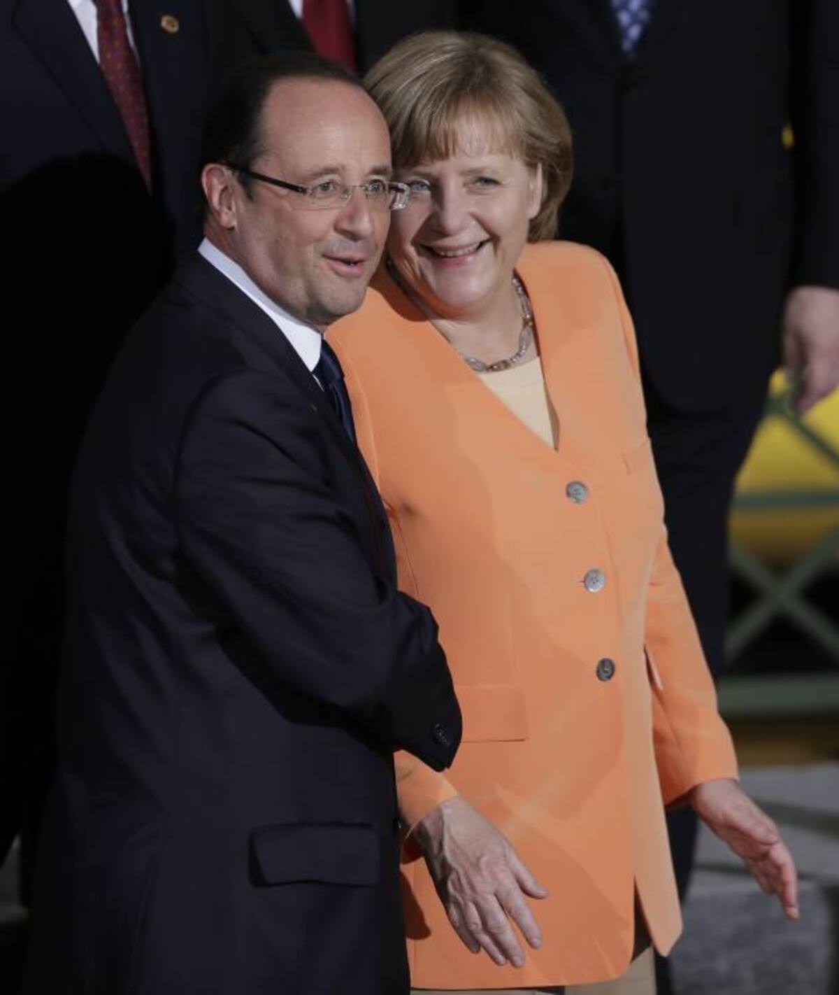 Angela Merkel junto a Francois Hollande. AFP JOHN GRESS