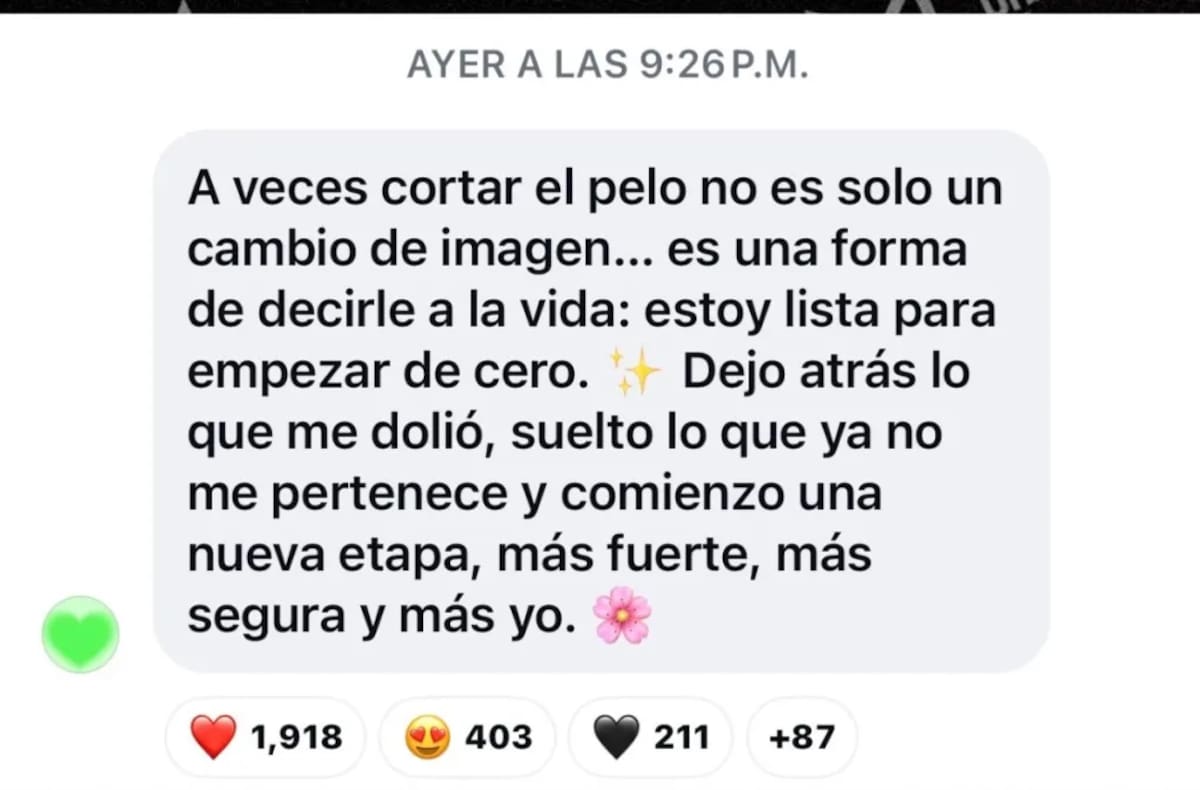 Mensaje de Yailin tras raparse. //Foto: @yailinlamasviral.