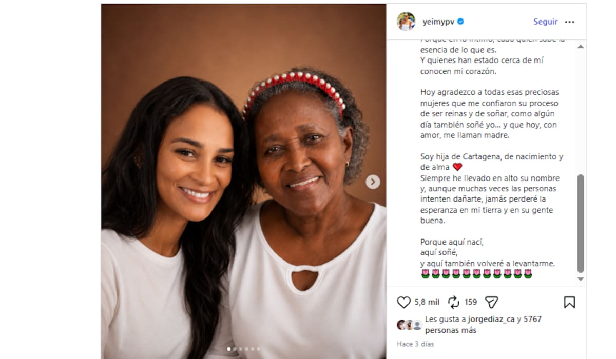 El mensaje de Yeimy Paola por el día de las madres. //Foto: IG @yeimypv.