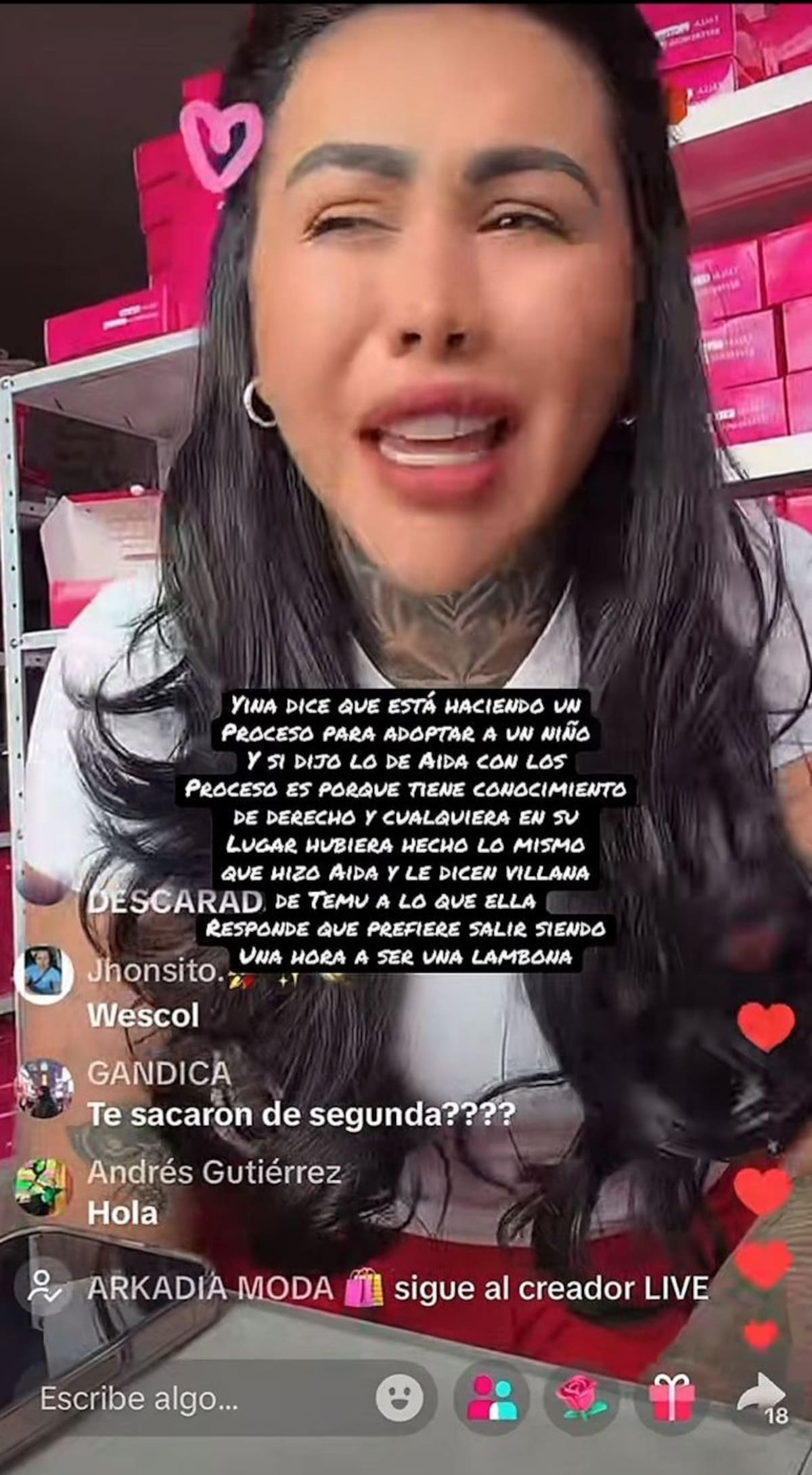 El interés de Yina por la maternidad