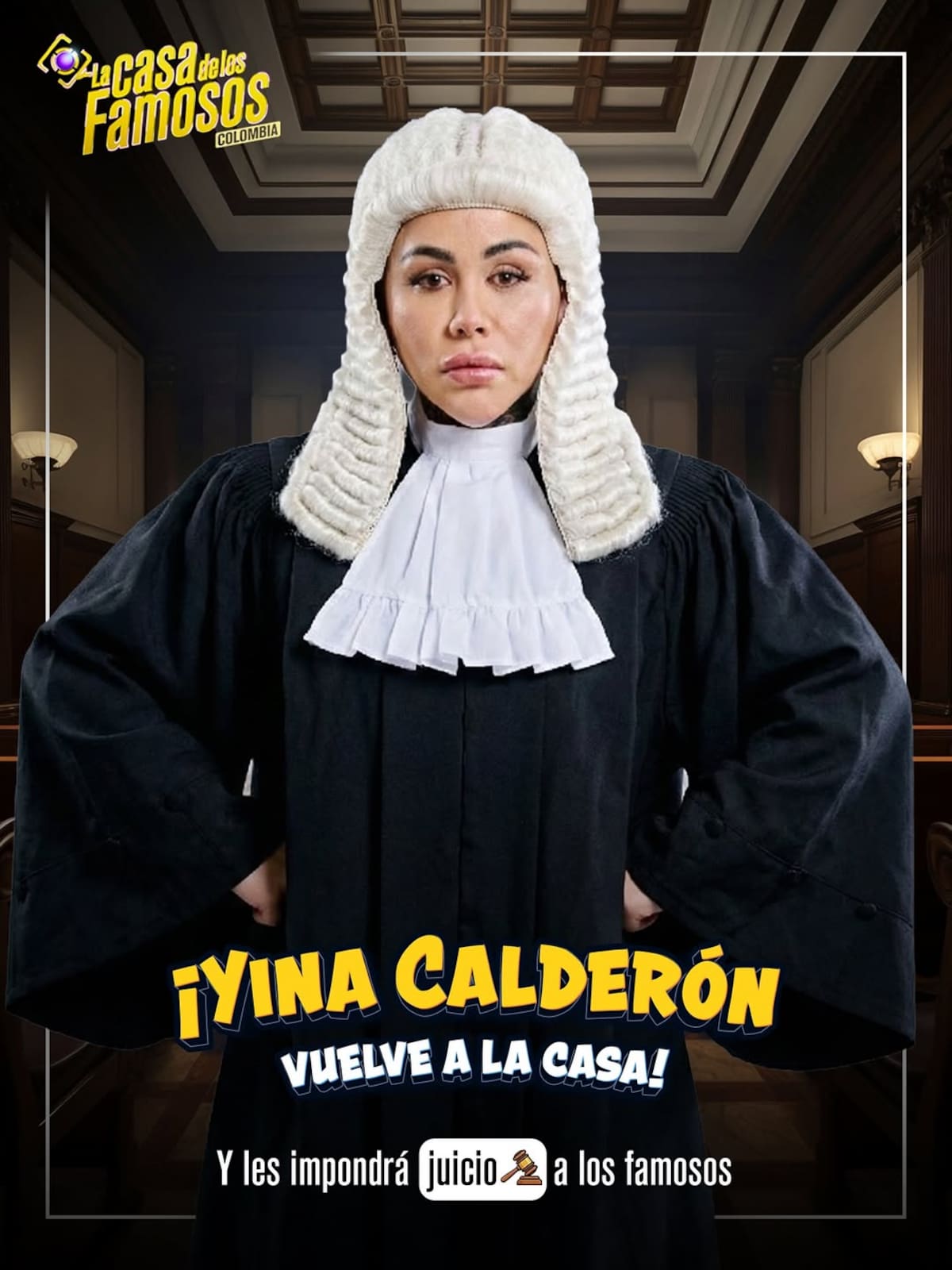 Yina Calderón llega como “jueza” a La casa de los famosos 3. //Foto tomada de IG: lacasadelosfamososcolombia1