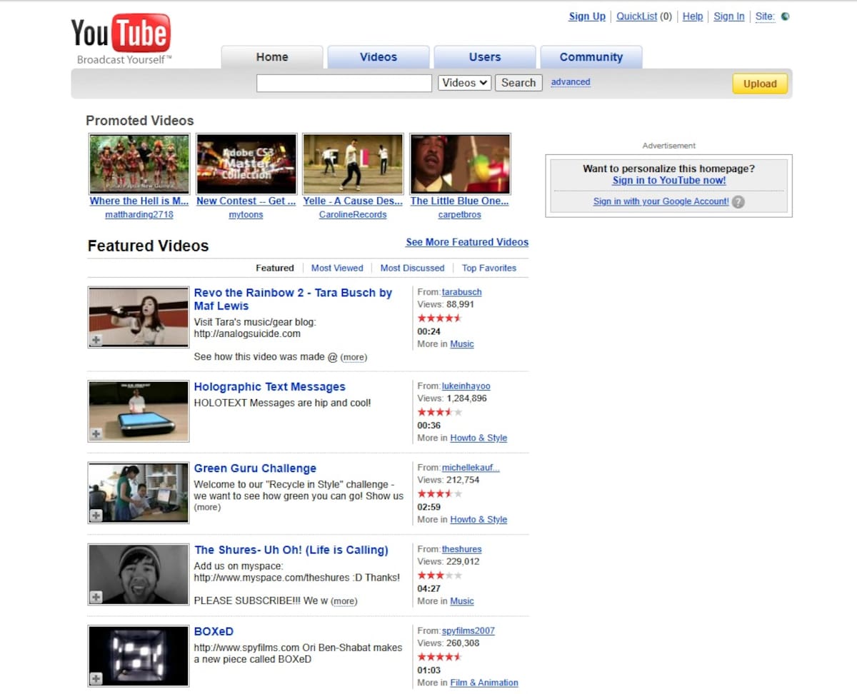 Imagen Youtube 2008.