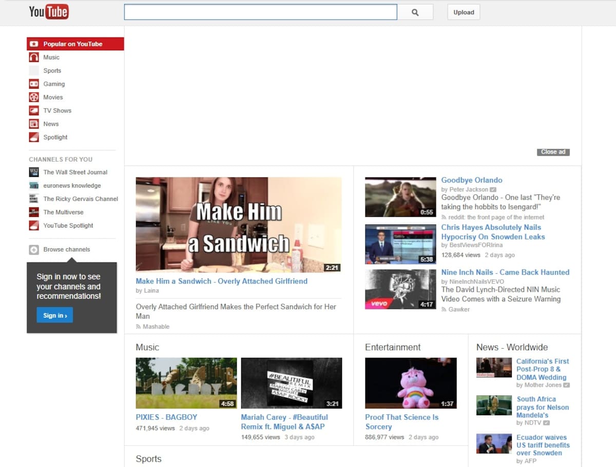 Imagen de Youtube 2013.