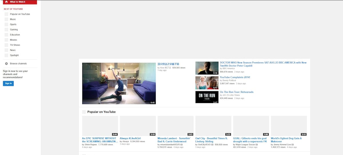 Imagen de Youtube 2014.