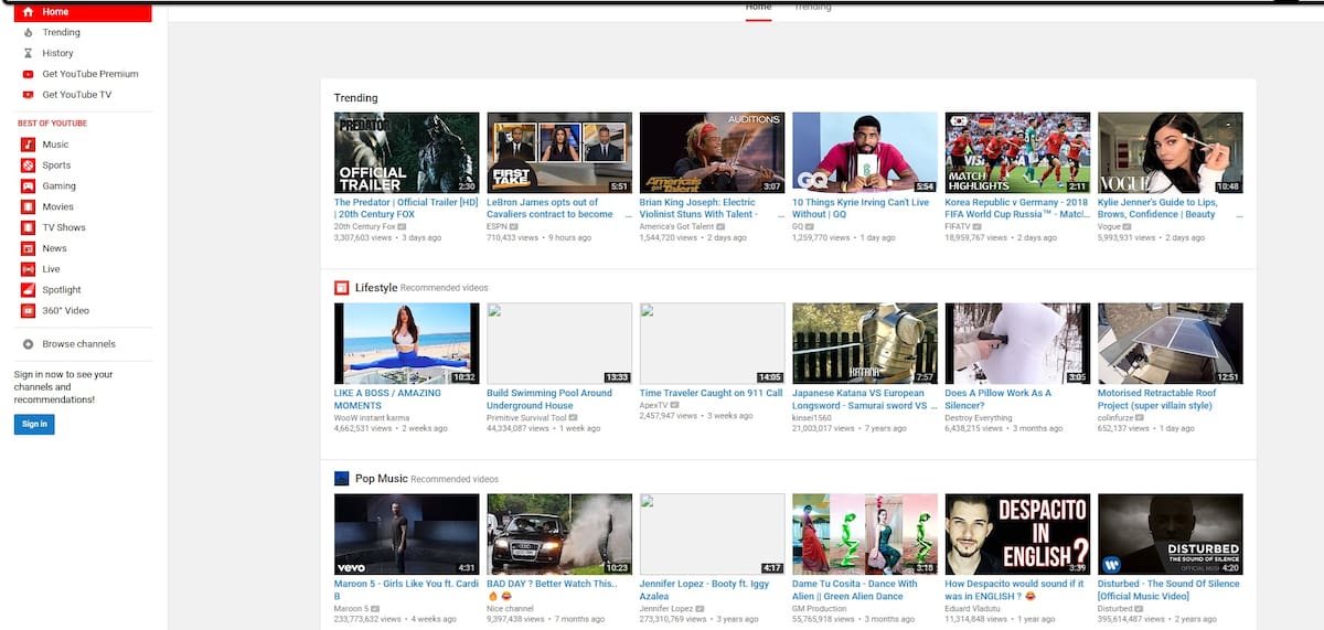 Imagen Youtube 2018.