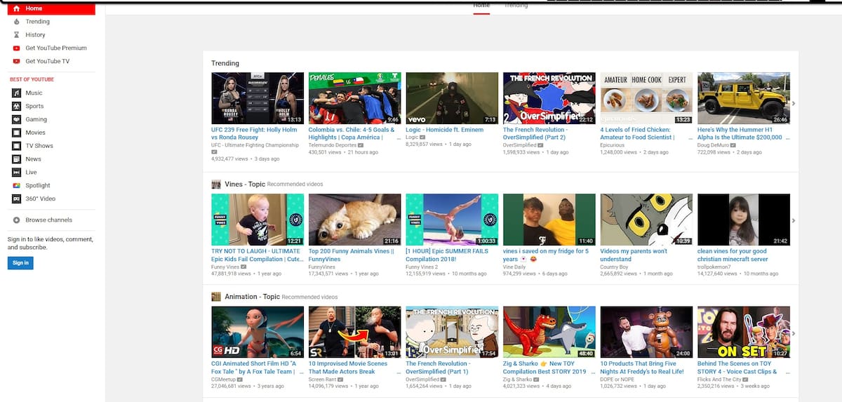 Imagen Youtube 2019.